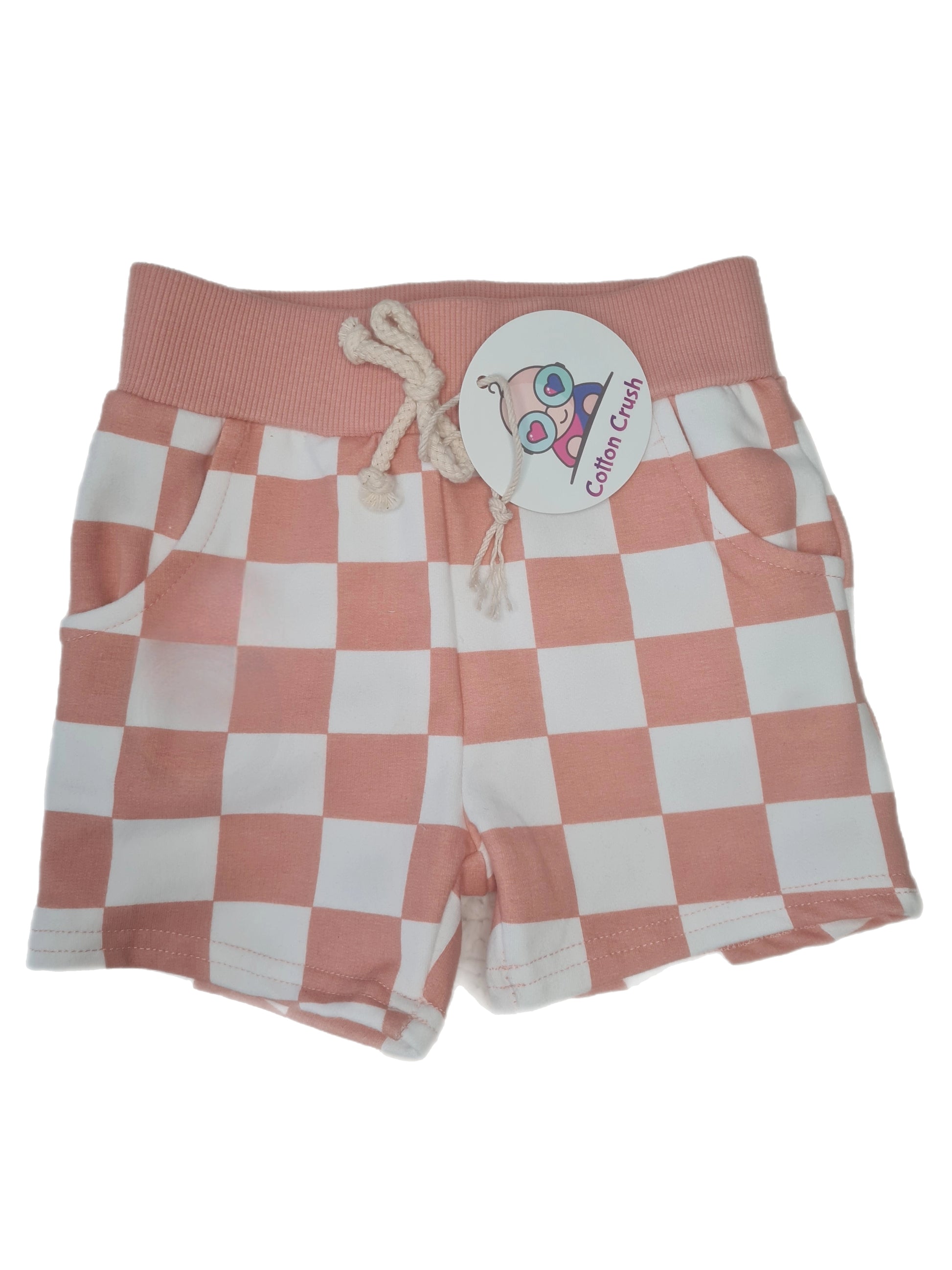 Organic Cotton Checker Shorts Pink