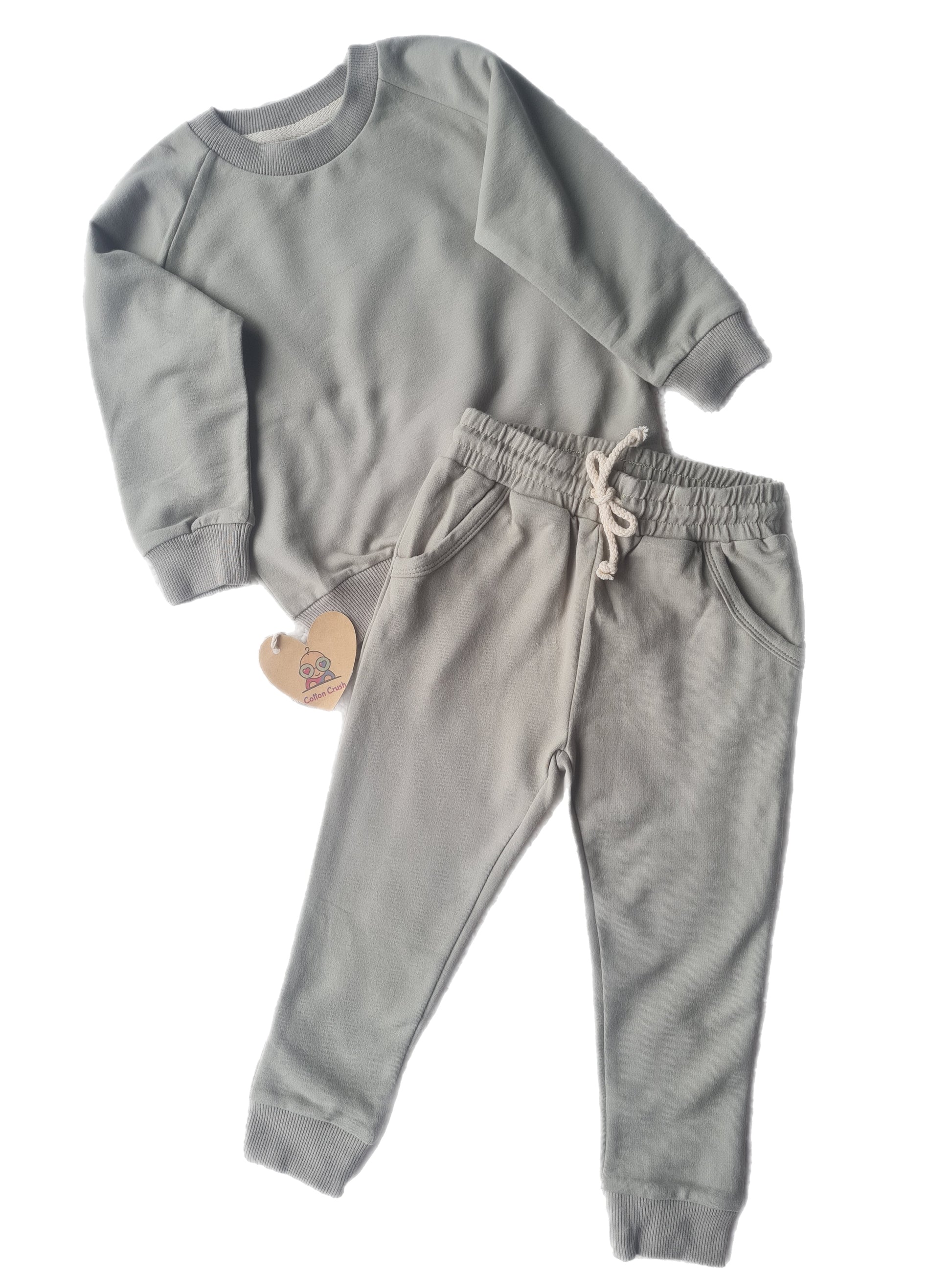 Blank Organic Cotton Tracksuit Set Green