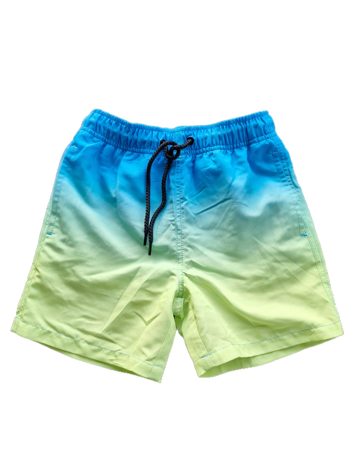 Blue to Highlighter Green Ombre Boardshorts