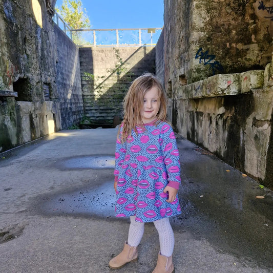 Leopard print with lips sweatshirt dress